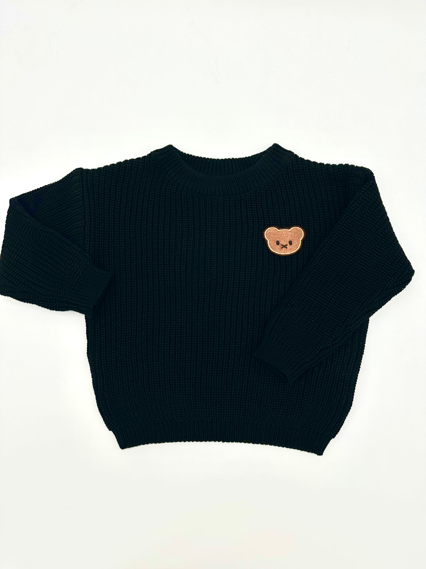 Pull bébé coton doux chaud noir tricoté unisexe Giu - Mini Giu Paris