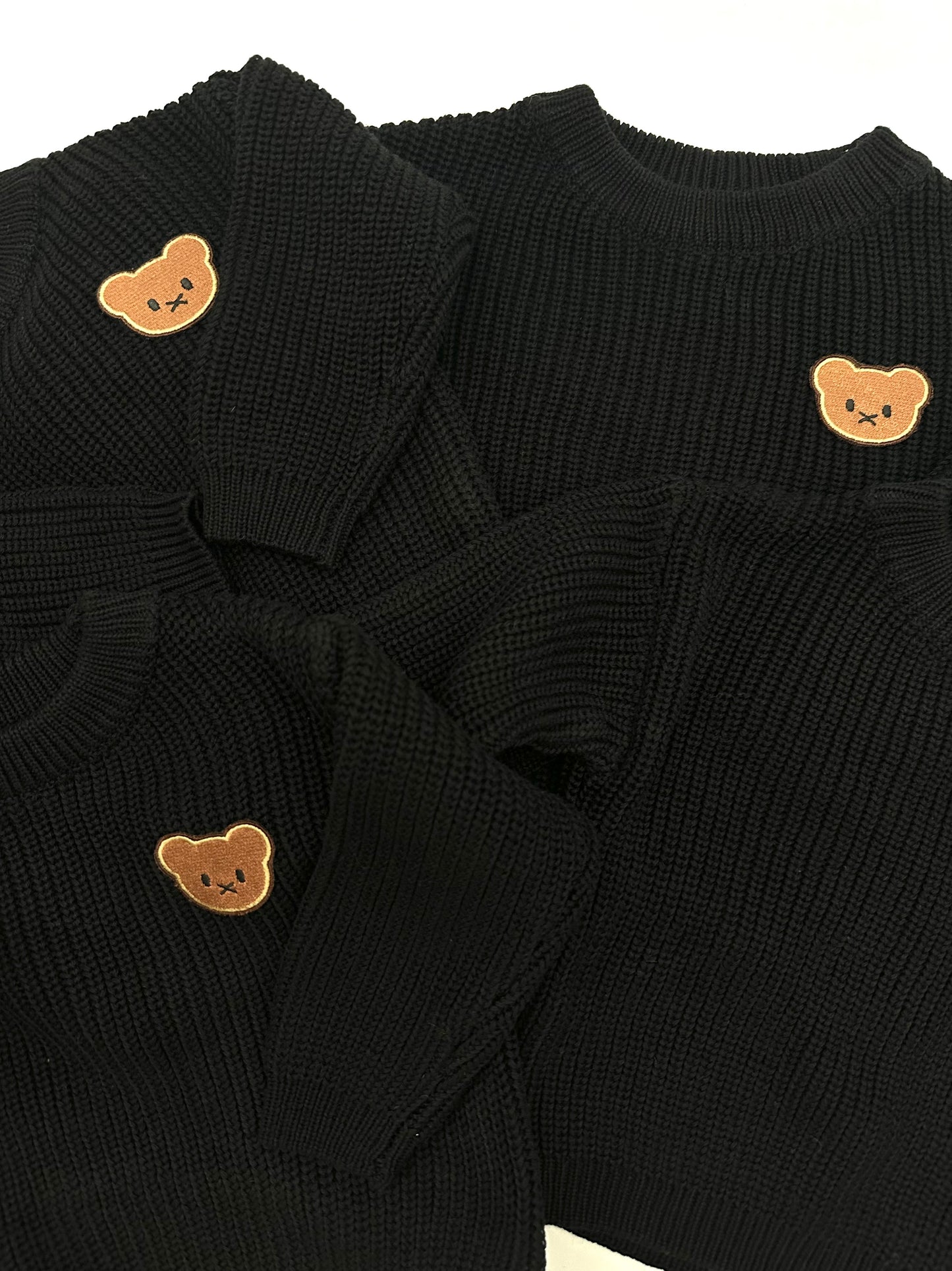 Pull bébé coton doux chaud noir tricoté unisexe Giu - Mini Giu Paris