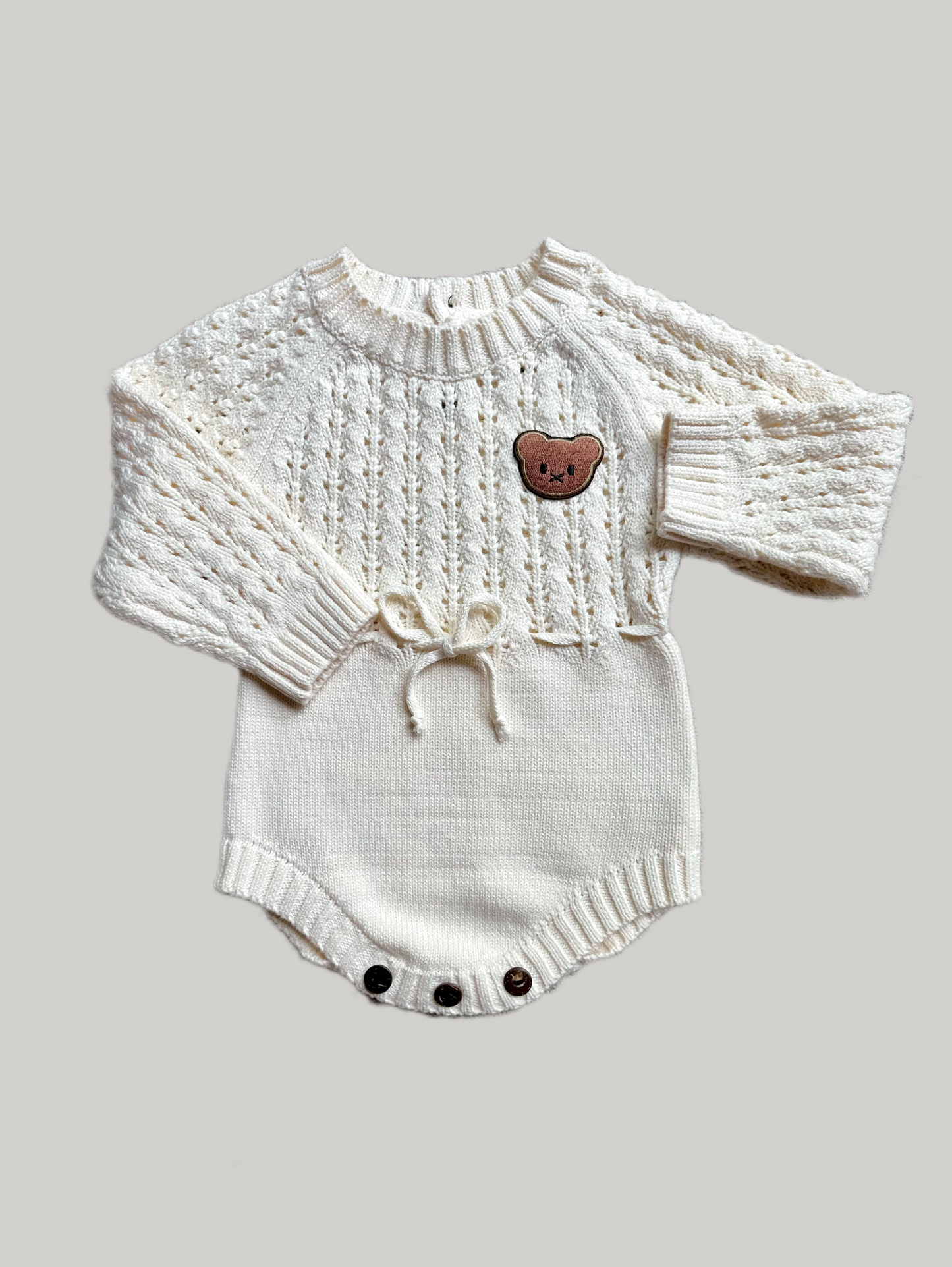 Body bébé coton tricot premium unisexe beige Louisa - Mini Giu Paris